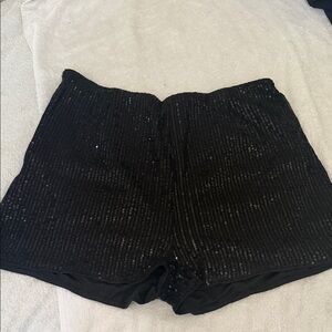 Black Sequin Women's Shorts